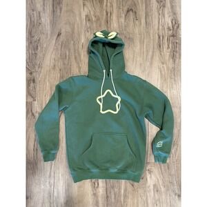 Sykkuno Hoodie Mens M Leaf Green Star Graphic Pullover Sweatshirt Heavyweight